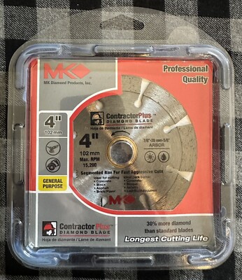 New - MK Contractor Plus Diamond 4  Segmented Blade - Part # 166987