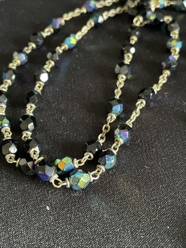 Antique Rosary Roma Italy Blue Antique Beads Cross Necklace Crucifix - Picture 4 of 6
