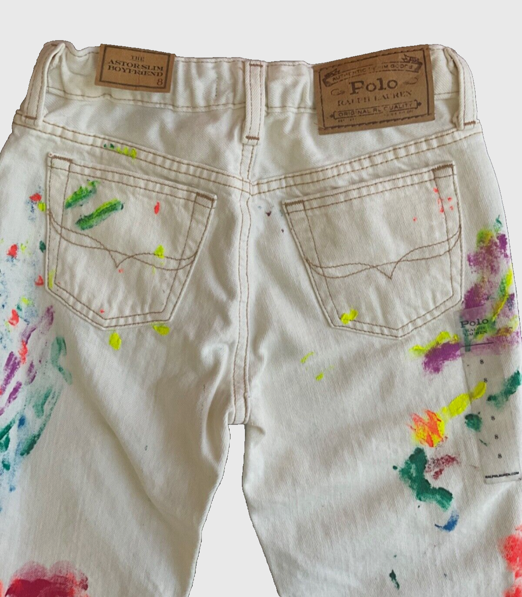Polo Ralph Lauren Girl Whit Denim Paint Splatter Astor Slim Polo Ralph Lauren Girl Whit Denim Paint Splatter Astor Slim