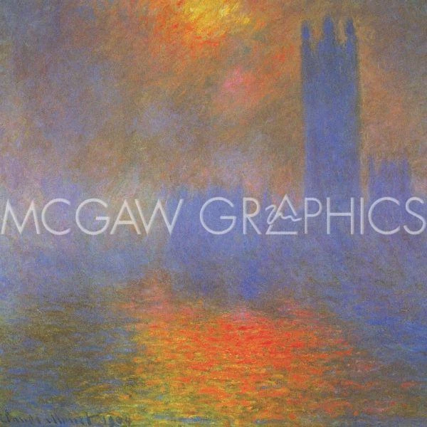 Houses of Parliament, Claude Oscar Monet, Wall Decor Art Print 14" x 11" 2063 - Image 2 of 2