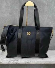 Versace Medium Black Nylon Fabric La Medusa Shoulder Zip Top Tote Bag $1200