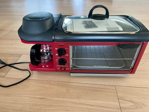 Nostalgia 3-in-1 Breakfast Station (Coffee Maker,Nonstick Griddle &Toaster Oven)
