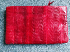 Vintage Bright Red Snakeskin Clutch Purse by Clemente