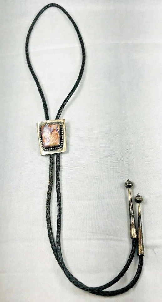 Jerry Cowboy? Стерлинг навахо и яшма? Кожаный боло - Изображение 4 из 4