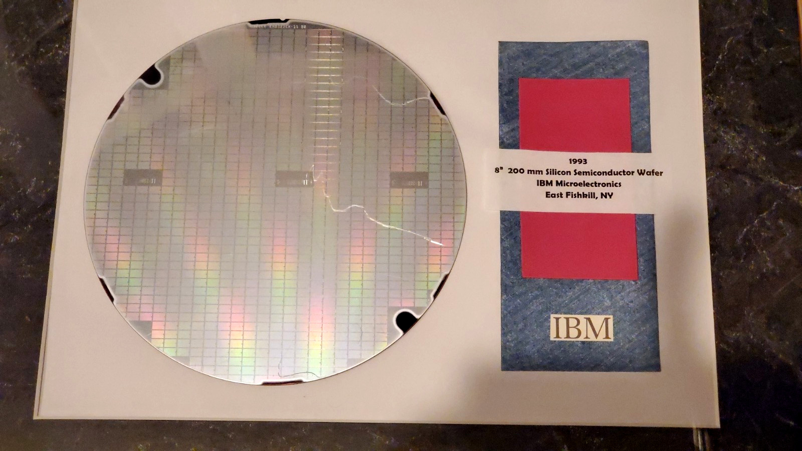 GENUINE IBM 8" 200mm Silicon Semiconductor Wafer in Metal Frame 18" x 14" Framed