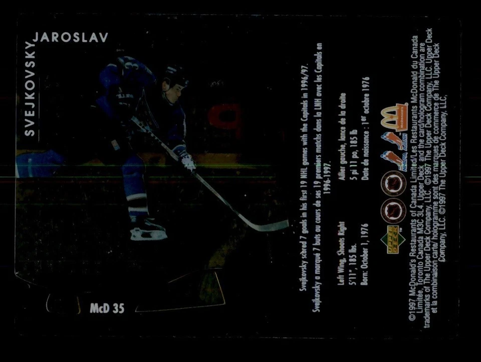 1997-98 UPPER DECK MCDONALD'S ICE ACETATE #MCD35 JAROSLAV SVEJKOVSKY - Image 2 of 2