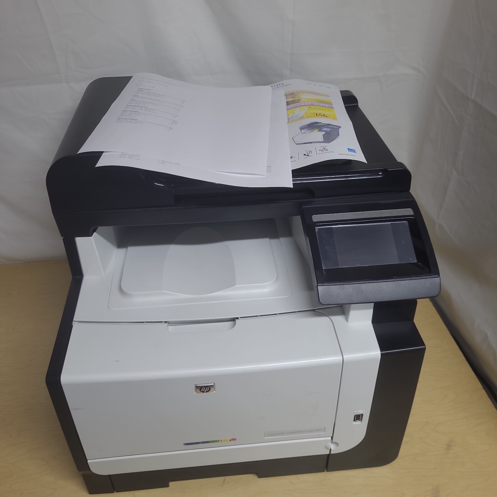 HP LaserJet Pro CM1415FNW Color MFP Printer 20k Pgs Fax Wireless NO