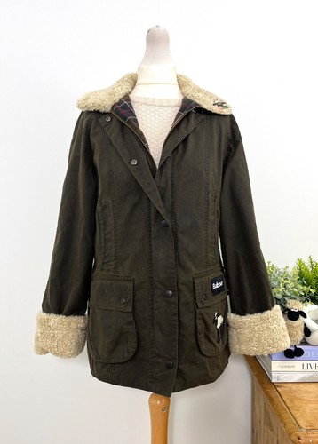 New BARBOUR x SHAUN THE SHEEP Beadnell Wax Jacket Size UK 12 EU 38 USA 8 Large - Picture 10 of 16