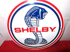 VINTAGE  11 3/4 in FORD MOTORS SHELBY COBRA ADV SIGN HEAVY DIE CUT METAL # S 193