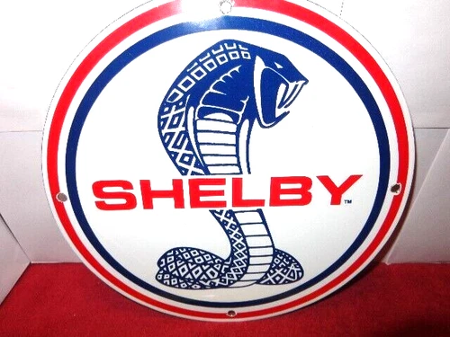 VINTAGE  11 3/4 in FORD MOTORS SHELBY COBRA ADV SIGN HEAVY DIE CUT METAL # S 193