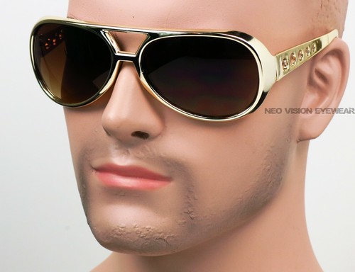 Elvis Oro Marrón Estilo Piloto Gafas Sol Retro Metálico Grande BIG | eBay
