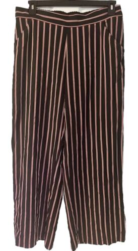 Max Studio Women’s Wide Leg Pull On Size XL Striped Elastic Waist Pockets