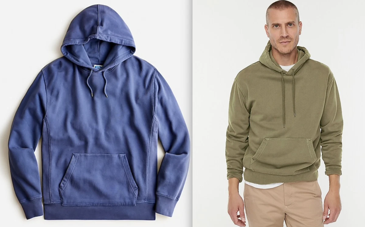 NWT J.CREW 89.50 MEN s Garment dyed French Terry Hoodie NAVY