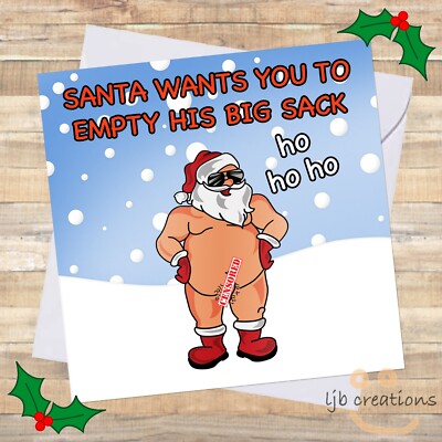 Frecher LEERER WEIHNACHTSMANNSACK Weihnachtskarte lustig Erwachsene Humor Freundin Frau XMAS