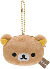 Key Fob keychain Charm Rilakkuma Plush Brown Bear Bag Holder Coin Pouch Purse