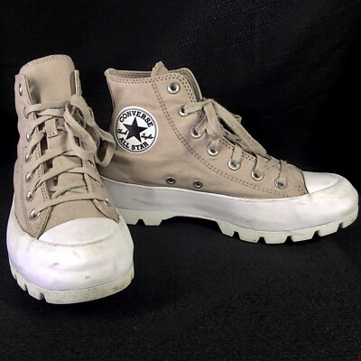 Converse Chuck Taylor All Star Lugged High Top Sneakers Size 8 Womens Beige