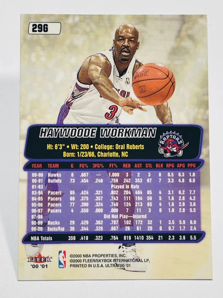 HAYWOODE WORKMAN 2000-01 Fleer Ultra GOLD MEDALLION #29G Toronto Raptors - Image 2 of 2