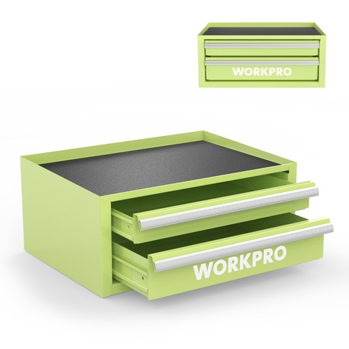 WORKPRO 12.5" Mini Tool Box with 2 Drawers & 1 Open Top Storage Blue/Green/Pink - Picture 16 of 17