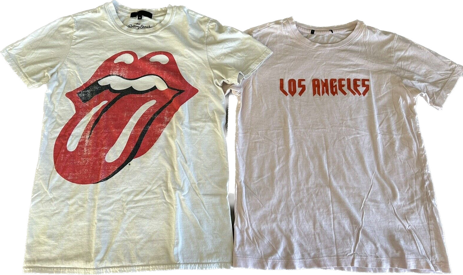 T-Shirt Short Sleeve Lot Of 2 Graphic Tees Women Sz S Los Angeles Rolling Stones-image