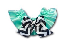 Aqua and black chevron Garter, handmade satin garter, robin's egg blue