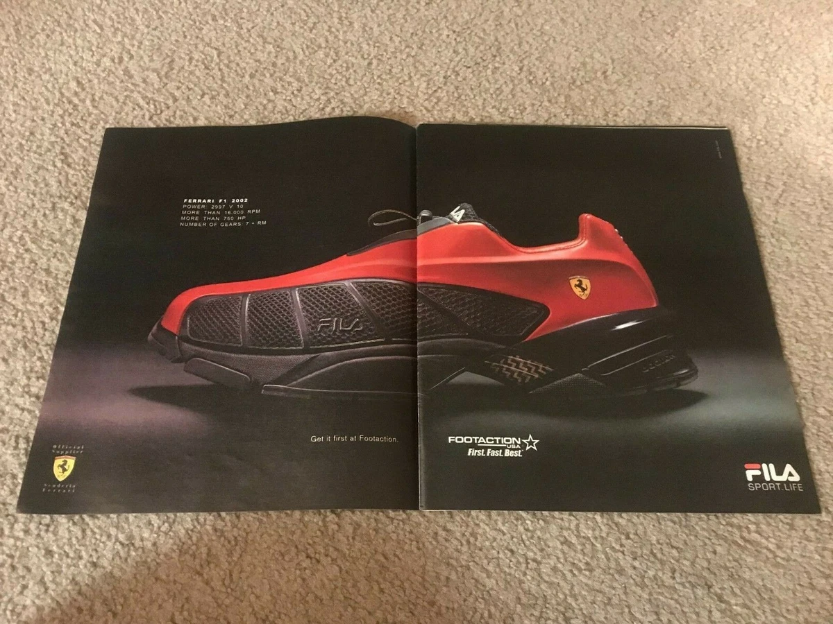 leje Blåt mærke Human Vintage 2002 FILA FERRARI F1 F-1 Red Shoes Poster Print Ad FOOTACTION RARE  | eBay