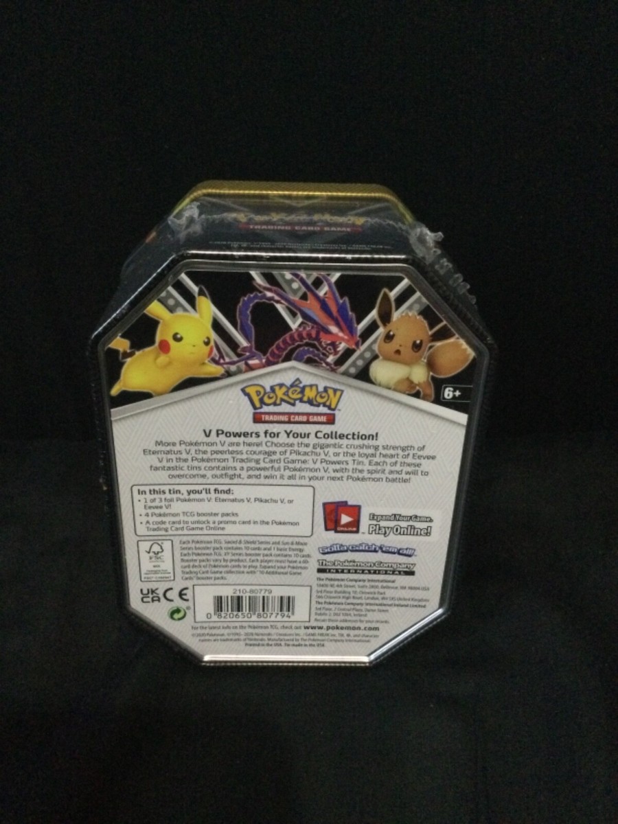 pokmon trading card game eevee v powers tin Pokemon: V Powers Tin Pikachu, Eevee, or Eternatus