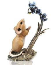Mouse with Bluebells Bronze Figurine Michael Simpson