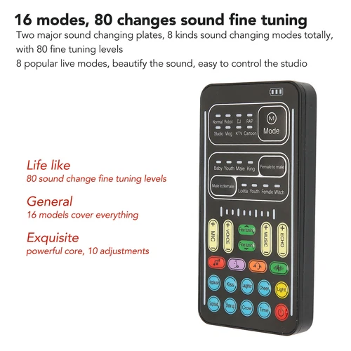 Portable 8-Mode Audio Effect Mobile Voice Changer Bluetooth Handheld Sound Card - Picture 6 of 12