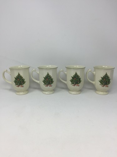 Set of 4 Studio Nova Christmas Tree Footed Coffee Cup Japan NY102 Ceramic - Picture 5 of 11