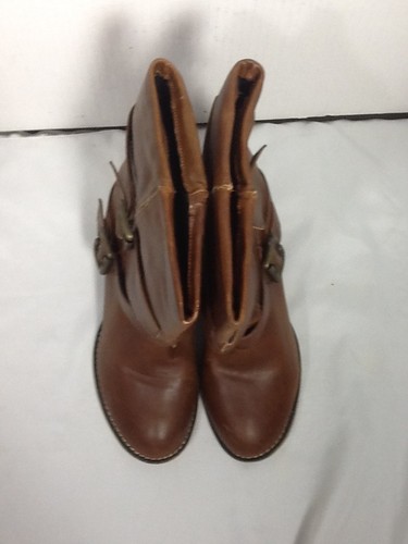 St731 Carrini Women's Tan Brown Buckled Block Boots Size 8.5 - Picture 6 of 12