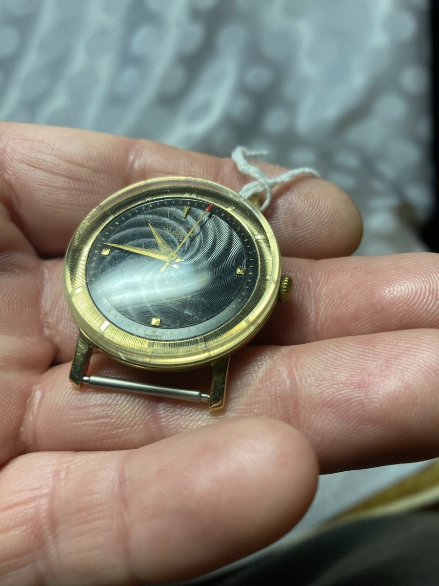 Beautiful Black Spiral Dial WALTHAM 25 Jewels Mens Self-Winding