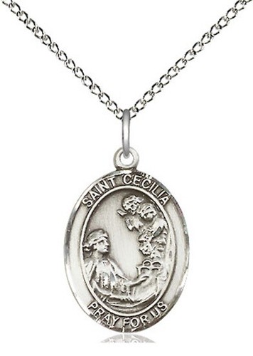 Sterling Silver Patron Saint Oval Medal Necklace Female YOU CHOOSE SAINT - Picture 21 of 109