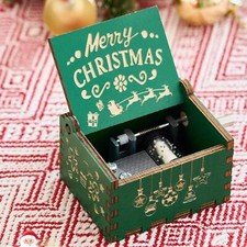 Christmas Music Box Gift Hand Crank Merry Christmas Melody Wood Musical Box for