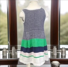 Janie and Jack Green Blue knit Dress toddler Size 18-24 months Striped