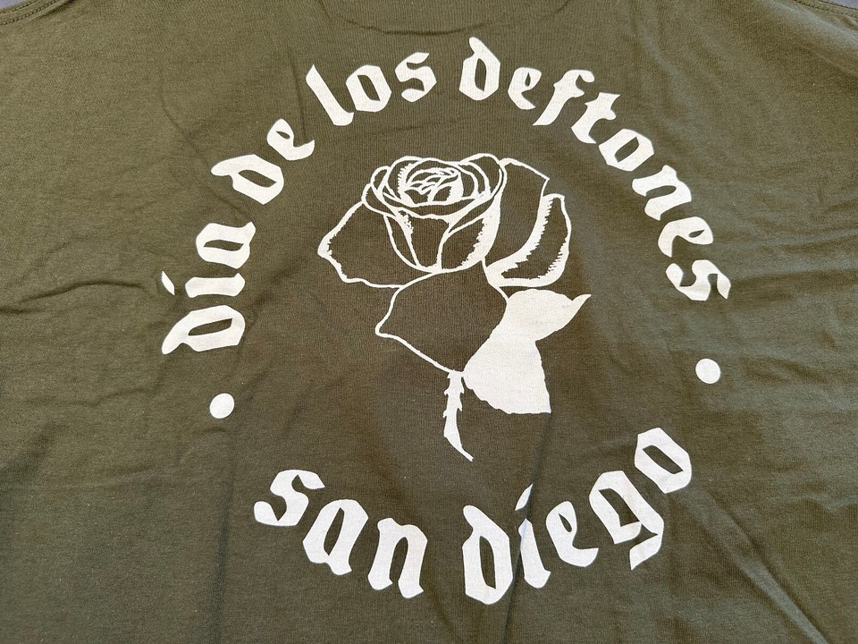 Dia De Los Deftones Rose Long Sleeve Shirt 2XL Army Green Nu-Metal Team ...