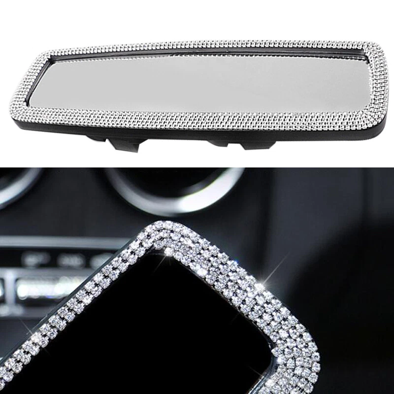 Espejo retrovisor de coche con diamantes de imitación Bling para mujer cubierta de espejo de coche moldura universal Foto 3 de 4