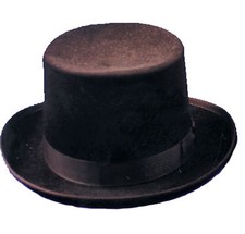 Brown Wool Felt Quality 5 1/4 Inches Top Hat With 2 1/4 Inches Front Brim
