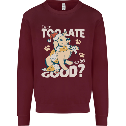 Funny Christmas Dog Too Late to Be Good Kids Sweatshirt Jumper - Picture 76 of 87