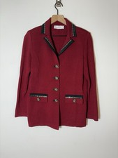 Vtg St John Collection Sandy Gold Button Jacket Cardigan Red Sz 8 Santana Knit