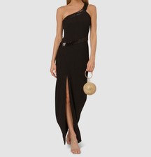 Adrianna by Adrianna Papell Women's Black Sequins One-Shoulder Dress Size 10