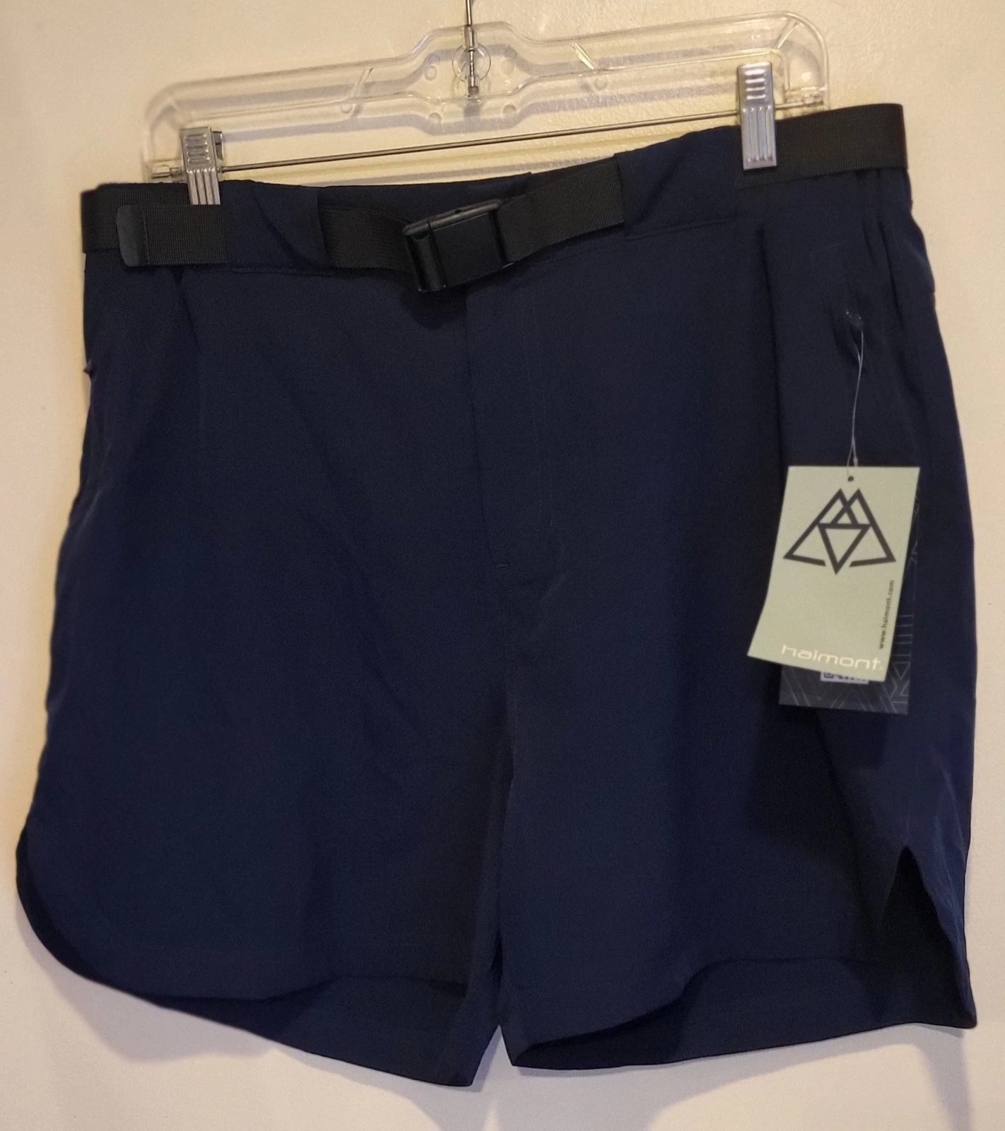 Haimont Men's Belted Shorts Sz XL Hiking Walking Navy Blue Zip Pockets