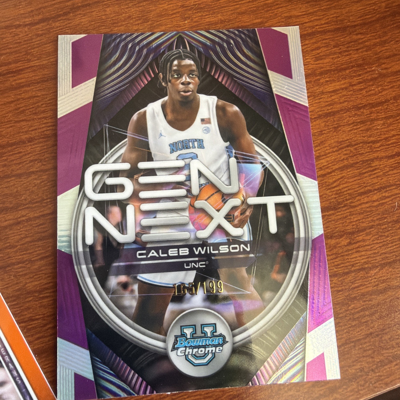 Caleb Wilson 2025-26 Bowman - Chrome Gen Next Fuchsia /199 - UNC Tar Heels #GN-9