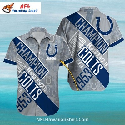 Indianapolis Football Team Coltss Aloha Shirt Champion Stripes Gray Theme