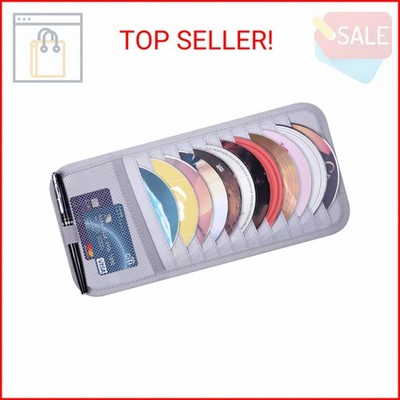 Car CD Case Holder, Wisdompro Vehicle Sun Visor Organizer for Cars with 12 DVD S