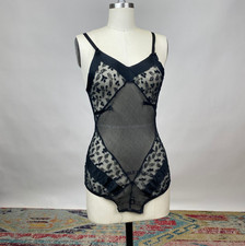 Rare Vintage 1920s Black Lace and Silk Chiffon Bias Cut Teddy Lingerie Art Deco