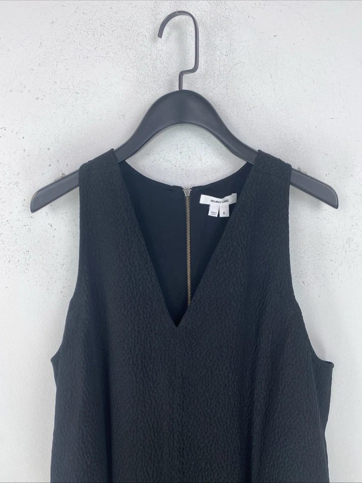 Vestido longo Helmut Lang preto sem mangas de seda gola V tamanho UK 10 novo - Imagem 3 de 4