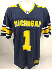 NEW Michigan Wolverines 1 Colosseum Navy Mesh SS Football Jersey Men's L