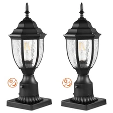 2 PCs Dusk to Dawn Outdoor Lamp Post Light Fixture 15.35in Pole Pier Mount