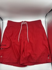 Nautica Men  s Red Swimming Trunks Size Large With 36  Waist And 7.5  Inseam