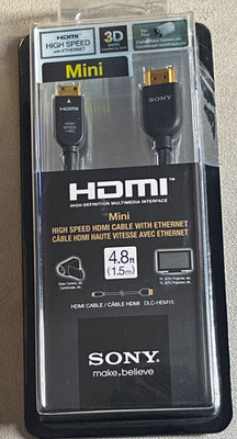 Sony DLC-HEM15 High Speed HDMI Cable w/ Ethernet Mini to HDMI 4.8ft Black